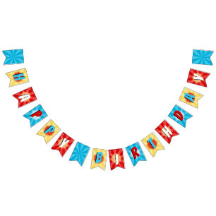 Bandeirinha Herói da Banda Cômica Garoto Aniversário Azul Amar