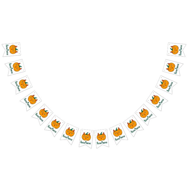 Bandeirinha Hocus pawcus Halloween abóbora gengibre magia (Todos)