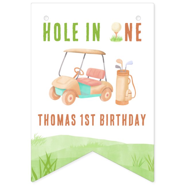 Bandeirinha Hole In One First Birthday Party (Primeira Bandeira)