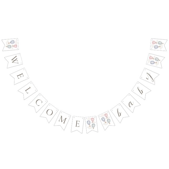 Bandeirinha Hot Air Balloons Welcome Baby Bunting Flags (Todos)