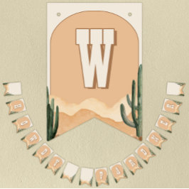 Bandeirinha Howdy Pardner Western Birthday, Chá de fraldas Cow