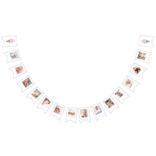 Bandeirinha Ice Cream Birthday Photo Banner (Todos)
