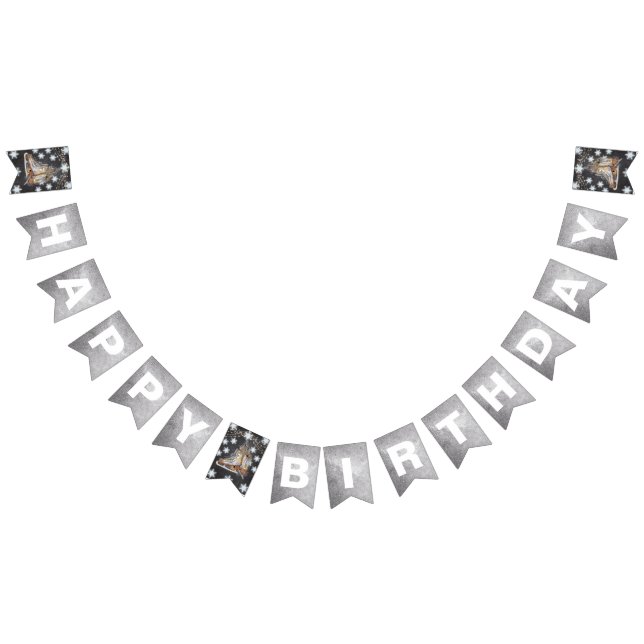 Bandeirinha Ice Skating Birthday Silver Glitter (Todos)