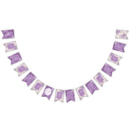 Bandeirinha Idade Personalizada do Chique Floral Roxo