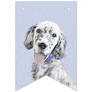 Bandeirinha Inglês Setter Blue Belton pintando arte canina