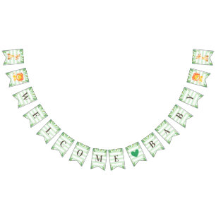 Bandeirinha Jungle Safari Bem-Vindo Menino Chá Lion Giraffe