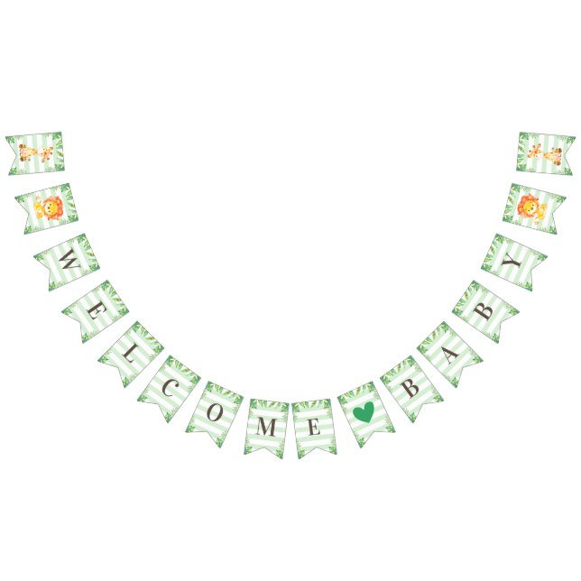 Bandeirinha Jungle Safari Bem-Vindo Menino Chá Lion Giraffe (Todos)