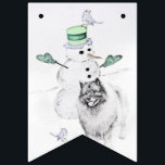 Bandeirinha Keeshond Christmas Snowman Pinting Art<br><div class="desc">Retrato original de Cachorro Snowman de Natal Keeshond. Especializamo-nos em arte original engraçada e engraçada. Comprar isto para si próprio ou como um presente excelente para os teus amigos de Keeshond. Seja criativo - clique em PERSONALIZAR para adicionar/remover/alterar texto, redimensionar a imagem, alterar as cores ou qualquer outra coisa que...</div>