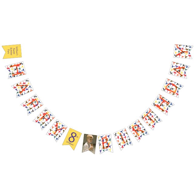 Bandeirinha Kids Karate Party Happy Birthday bunbanner (Todos)