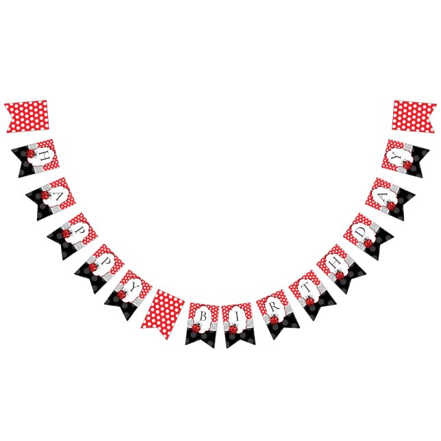 Bandeirinha Ladybug Happy Birthday (Todos)