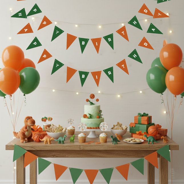 Bandeirinha Laranja E Verde Feliz Aniversário (Criador carregado)