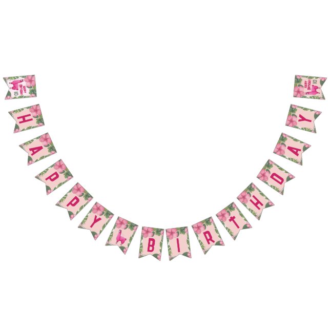 Bandeirinha Lhama Rosa Feliz Sorridente (Todos)