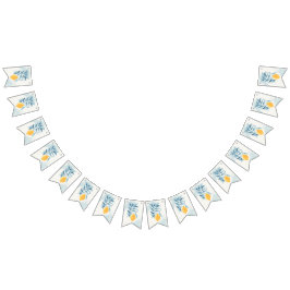 Bandeirinha Limão com folhas azuis ilustração botânica