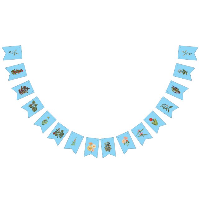 Bandeirinha Lindo banner floral em fundo azul (Todos)