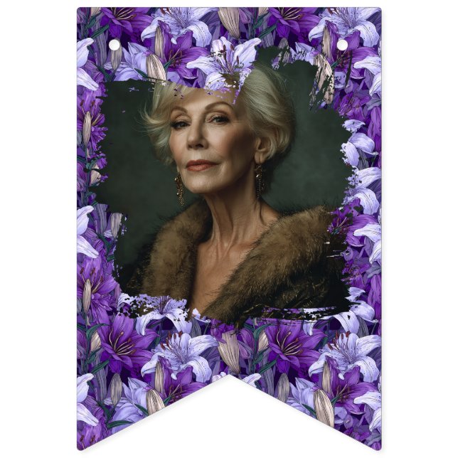 Bandeirinha Lírios Roxos Flor Aniversário Primavera (Primeira Bandeira)
