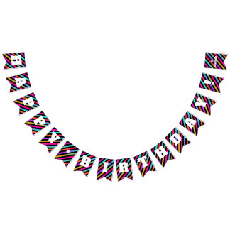 Bandeirinha Listras de néon - a festa de aniversário feliz