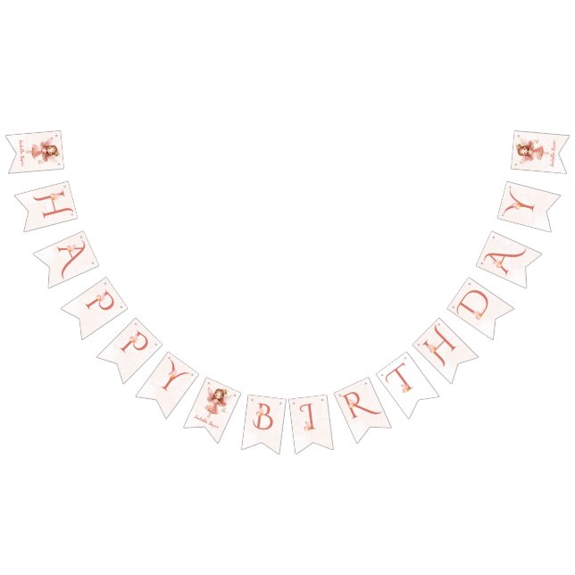 Bandeirinha Little Fairy Pink Butterfly Any Age  (Todos)