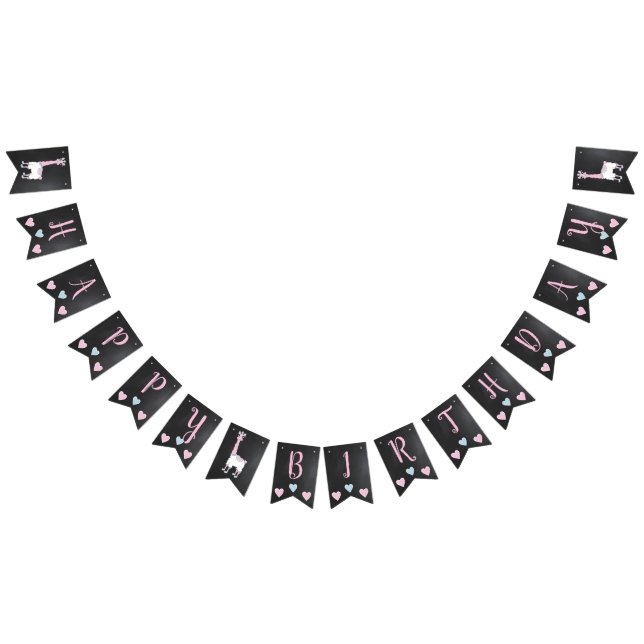 Bandeirinha Llama Pajama Pink Girls Sleepover Party (Todos)