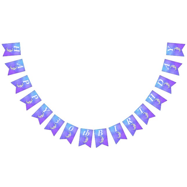 Bandeirinha Lua de Crescente Festiva Colorida, Roxo (Todos)