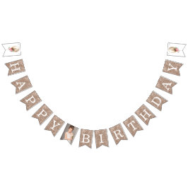 Bandeirinha Luxury Feliz Foto de Aniversário Balão Glitter