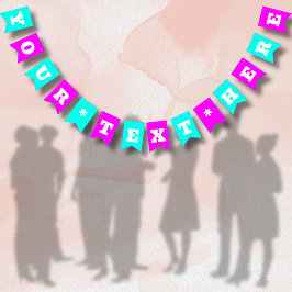 Bandeirinha Magenta Neon e Turquesa Cor Sólida | Personalizado