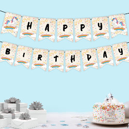 Bandeirinha Magical Rainbow Unicorn Birthday