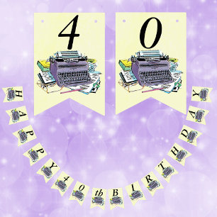 Bandeirinha Manuscrito manual roxo Livros de máquina de escrev