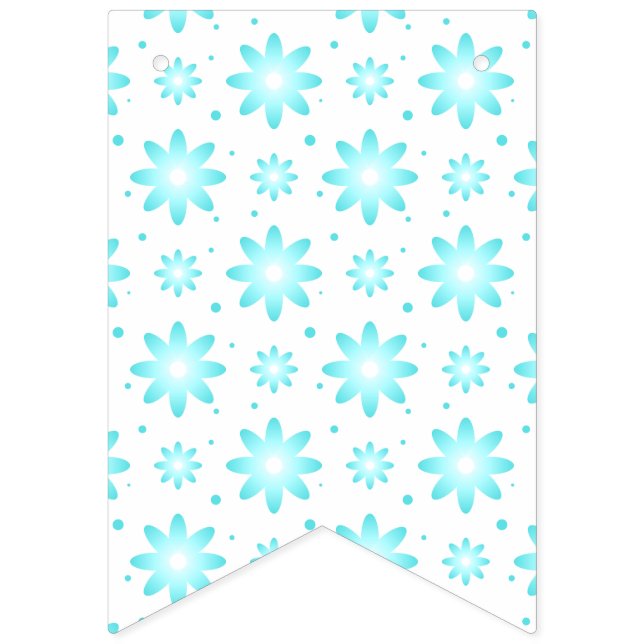 Bandeirinha Margarida delicada branca e turquesa, padrão de po (Primeira Bandeira)