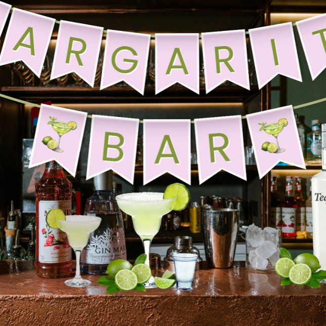 Bandeirinha Margarita Bar Pink (Pink and Green Margarita Bar Cocktail Bunting
)