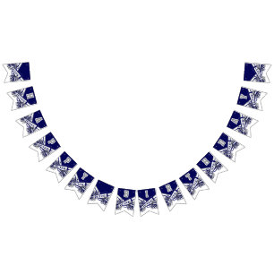 Bandeirinha Marinho Azul, Branco, Cheerleader Aniversário