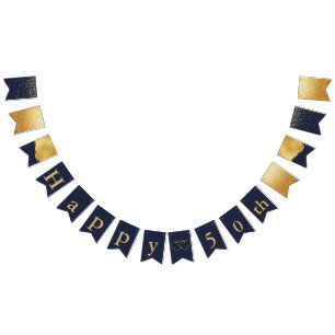 Bandeirinha Marinho Azul e Dourado 50 Aniversário