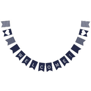 Bandeirinha Marinho bem-vindo e estamenha formal branca