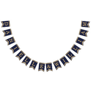 Bandeirinha Marinho De Casamento Nomes Azuis Rosas De Vintage