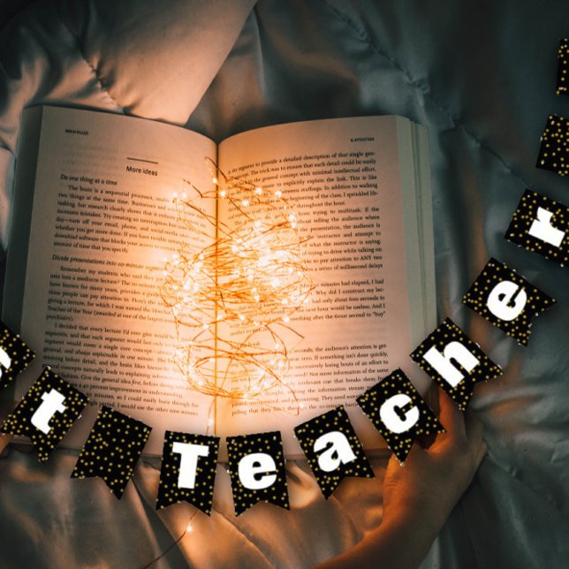 Bandeirinha Melhor Professor com Padrão de Ponto Dourado Aleat (Criador carregado)