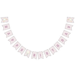 Bandeirinha Meninas Lindo Unicórnio Rosa Aniversário