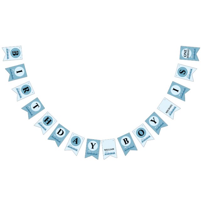 Bandeirinha Menino Primeiro Aniversário Trens Azuis (Todos)