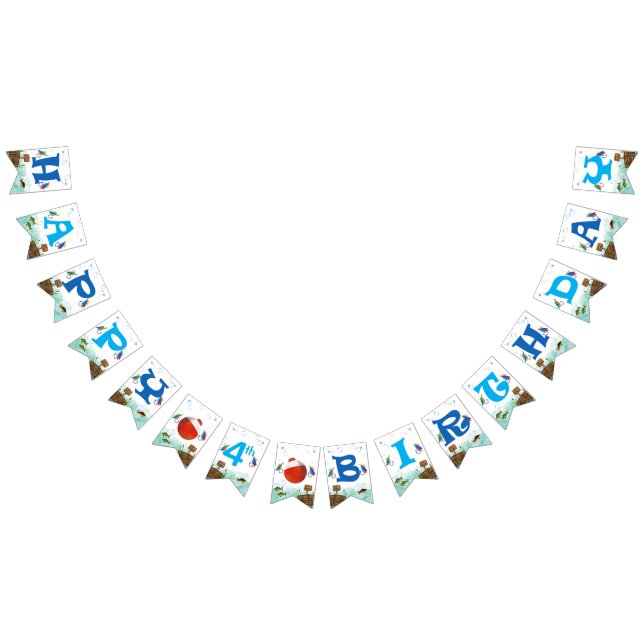 Bandeirinha Meninos 4 anos Pesca temático Feliz Aniversário (Todos)