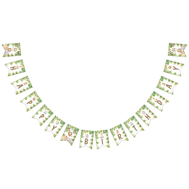 Bandeirinha Meninos Safari Animais Dois segundos aniversários  (Todos)