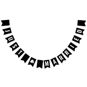 Bandeirinha Minimalista branco-recem casados preto