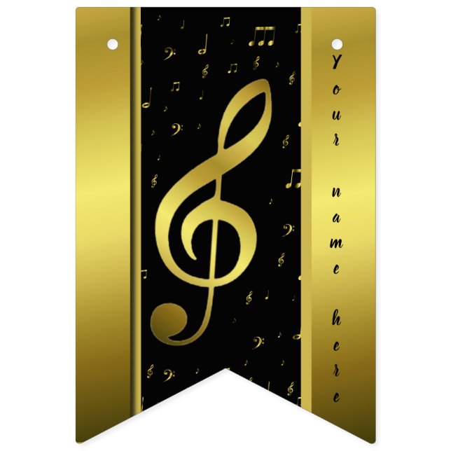 Bandeirinha modelo de nome de notas musicais douradas (Primeira Bandeira)