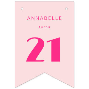 Bandeirinha Moderno 21 ruas 21 Festas de aniversário Rosa