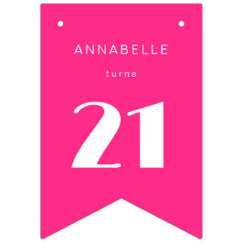 Bandeirinha Moderno 21 ruas 21 Festas de aniversário Rosa Quen