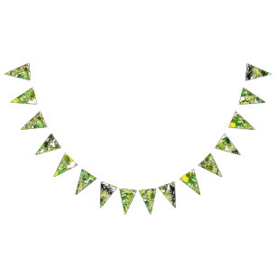 Bandeirinha Monograma de casamento de Watercolor Tropical Leav