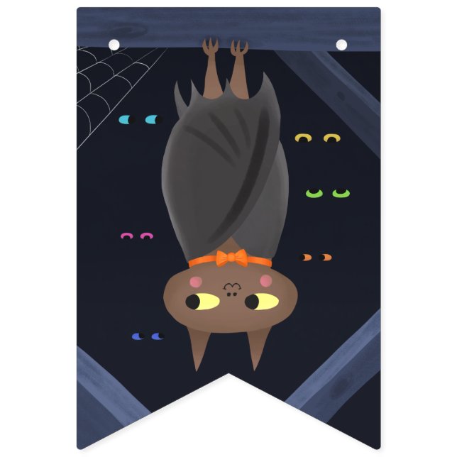 Bandeirinha Morcego Vampiro de Halloween Fofo Preto (Segunda Bandeira)