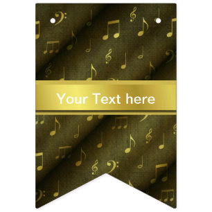 Bandeirinha música, nota, partituras, ouro, faixa, modelo,