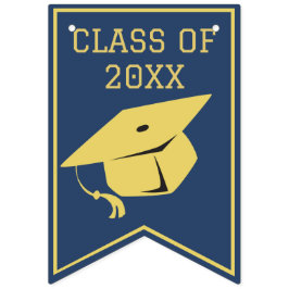 Bandeirinha Na moda Classy Dourado na Festa de formatura azul