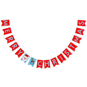 Bandeirinha Natal Papai Noel Rena Vermelho Azul