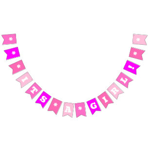 Bandeirinha Neon Pink   É uma garota!   Personalizado