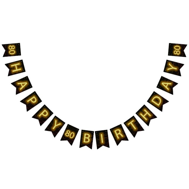Bandeirinha Neon Sign on Brick para o aniversário de 80 (Todos)