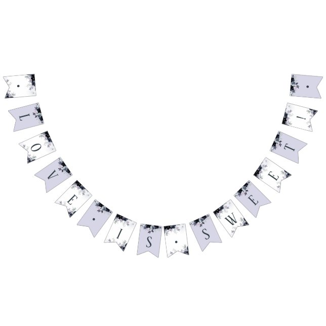 Bandeirinha Nocturnal Floral Marinho Love is Sweet Wedes (Todos)